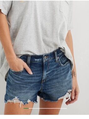 Aerie Daydream cutoff Denim Frayed Hem Women's Shorts - Blue